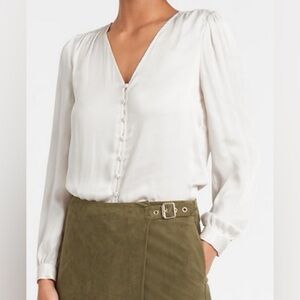 Banana republic ivory button up satin blouse